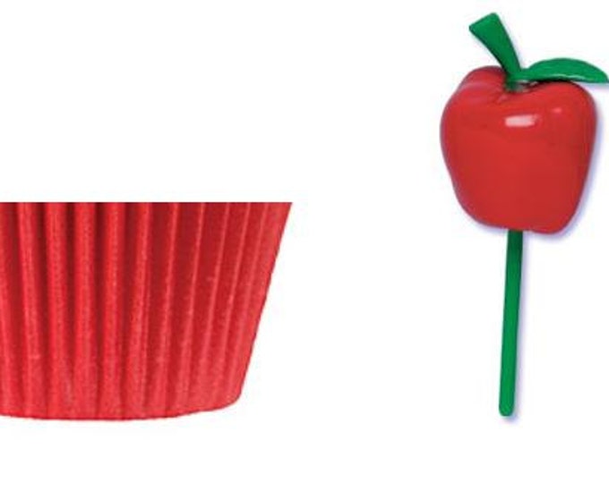 Apple Picks with Red Baking Cups