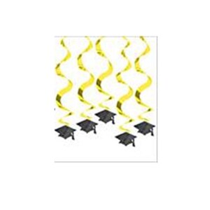 Gold Graduation Decorations, Gold Graduation Decor, Yellow Graduation Decorations, Golden Yellow Room Decorating Kit Hanging Swirl Decor