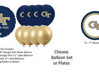 Georgia Tech Balloons, Georgia TechYellow Jackets balloons, Georgia Tech Dessert Plates