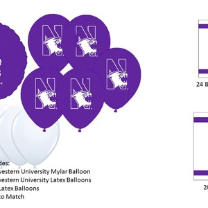 Northwestern University Balloons, Wildcats balloons, Northwestern Wildcats Balloons, Northwestern napkins