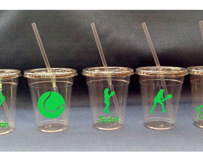 Tennis Cups with Lids and Straws - Boy or Girl