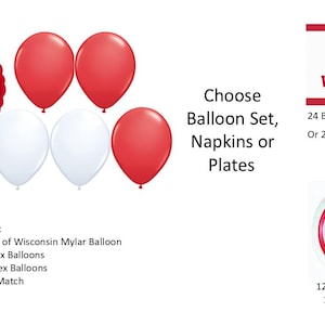 University of Wisconsin Balloons,  Badgers Balloons, University of Wisconsin Napkins, University of Wisconsin Tablecover