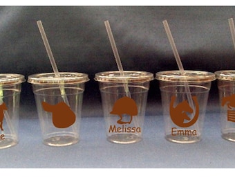 Equestrian Cups with Lids and Straws