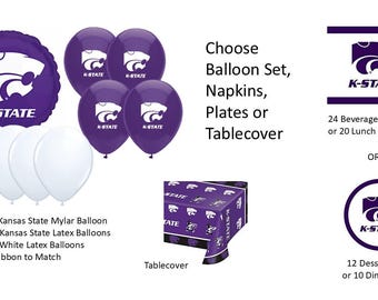 Kansas State University Balloons, Wildcats balloons, Kansas Wildcats Balloons, Kansas State Napkins