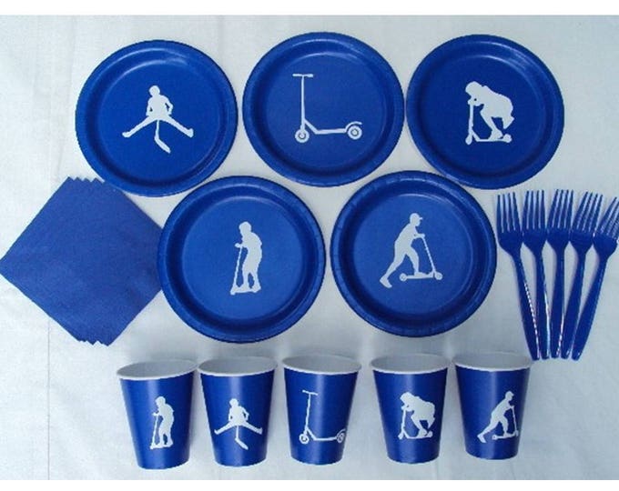 Scooter Party Tableware Set for 5 People - Boys or Girls