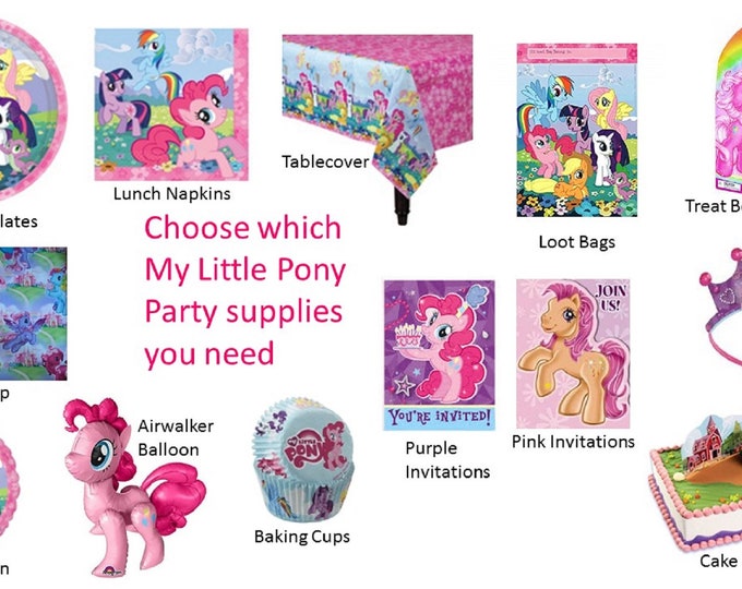 My Little Pony Plates, My Little Pony Napkins,  My Little Pony Balloons, My Little Pony Gift Wrap, My Little Pony Cake Decorating Kit