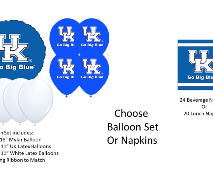University of Kentucky Balloons, Wildcats balloons, Kentucky University Balloons, Kentucky Wildcats Balloons, University of Kentucky Napkins