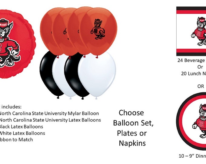 North Carolina State Balloons, Wolfpack balloons, North Carolina State Wolfpack Balloons, North Carolina State Napkins,