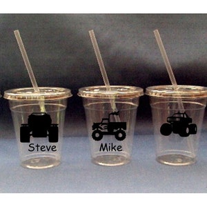 Monster Truck Cups with Lids and Straws