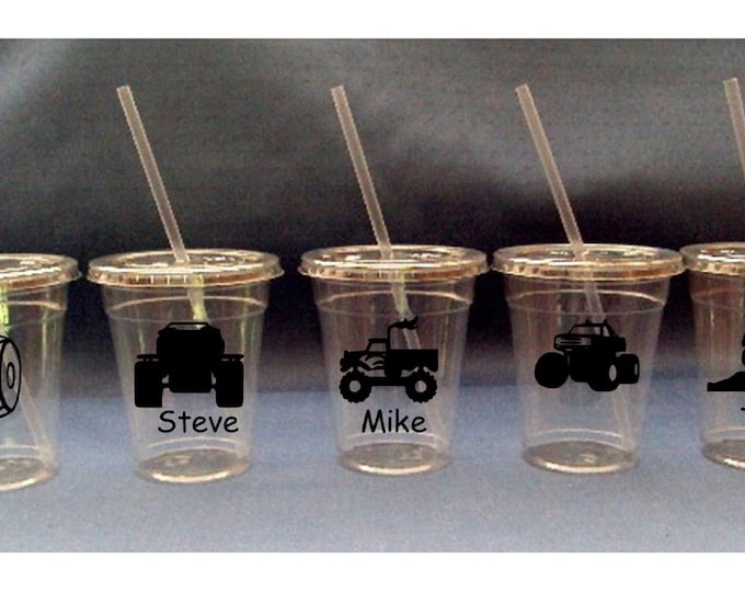 Monster Truck Cups with Lids and Straws