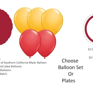 University of Southern California Balloons, USC Balloons, USC Plates