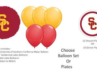 University of Southern California Balloons, USC Balloons, USC Plates