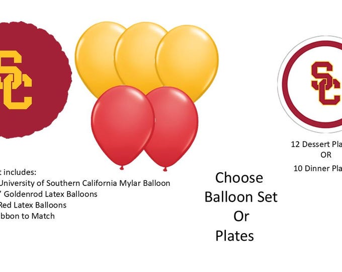 University of Southern California Balloons, USC Balloons, USC Plates