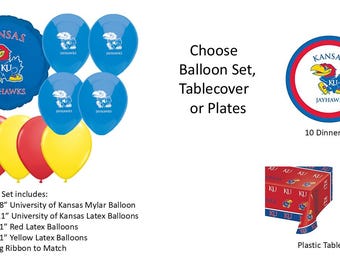 University of Kansas Balloons, Jayhawks balloons, Kansas University balloons, Kansas Plates