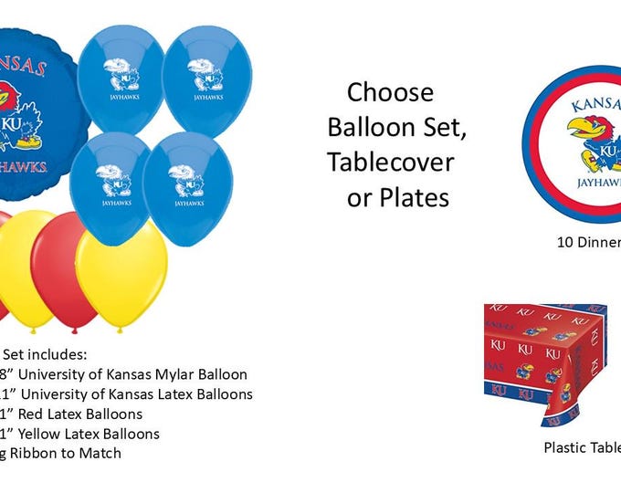 University of Kansas Balloons, Jayhawks balloons, Kansas University balloons, Kansas Plates