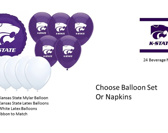 Kansas State University Balloons, Wildcats balloons, Kansas Wildcats Balloons, Kansas State Napkins