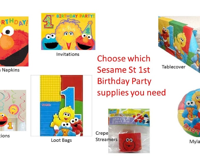 Sesame Street 1st Birthday Balloons, Elmo 1st Birthday Balloons, Sesame Street 1st Napkins, Sesame Street 1st Birthday Decorations