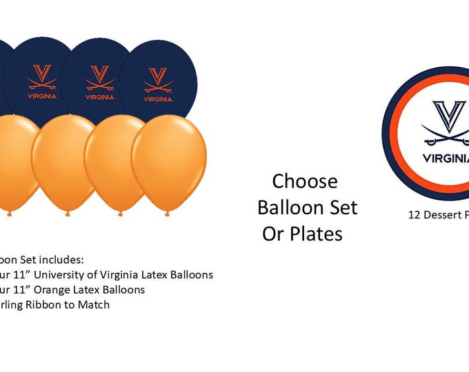 University of Virginia Balloons, University of Virginia Cavaliers Balloons, University of Virginia Plates