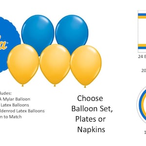 UCLA Balloons, Bruins Balloons, University of California Los Angeles balloons, UCLA Napkins, UCLA plates