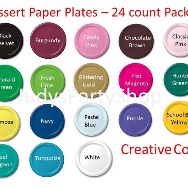 7" Dessert Paper Plates, Blue Plates, Black Plates, White Plates, Gold Plates, Silver Plates, Brown Plates, Red Plates