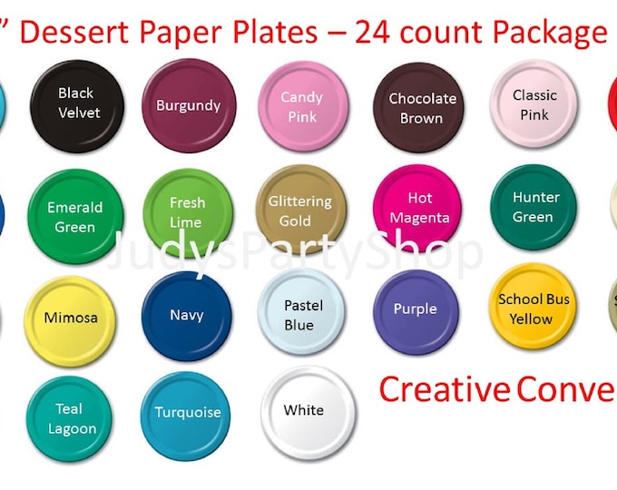 7" Dessert Paper Plates, Blue Plates, Black Plates, White Plates, Gold Plates, Silver Plates, Brown Plates, Red Plates