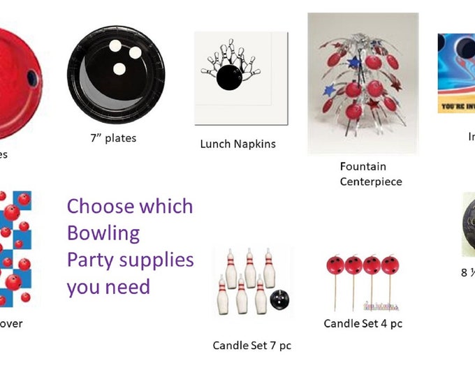 Bowling Plates, Bowling Napkins, Bowling Candle, Bowling Centerpiece, Bowling Cutouts, Bowling Tablecover, Bowling Invitations