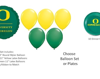 University of Oregon Balloons, University of Oregon Plates