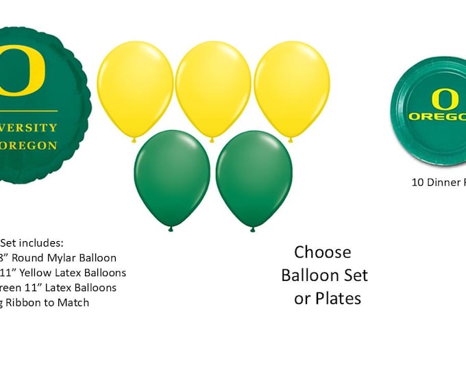 University of Oregon Balloons, University of Oregon Plates