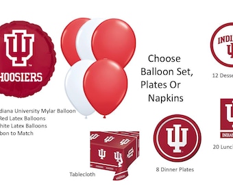 University of Indiana balloons, Indiana University Napkins, University of Indiana napkins, Indiana Plates, Indiana Tablecover