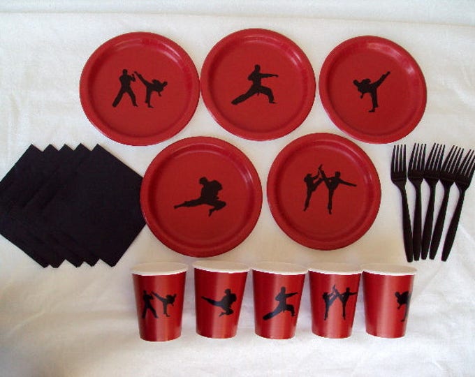 Martial Arts Party Tableware Set for 5 People