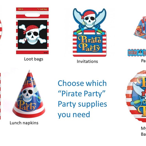 Pirate Party Plates, Pirate Party Balloon, Pirate Party Napkin, Pirate Party Loot Bags