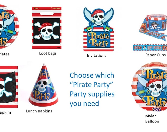 Pirate Party Plates, Pirate Party Balloon, Pirate Party Napkin, Pirate Party Loot Bags