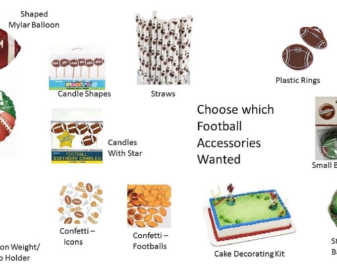 Football Party Supplies, Football Balloons, Football Candles, Football Cake Decorating Kit, Football Confetti, Football Cupcakes