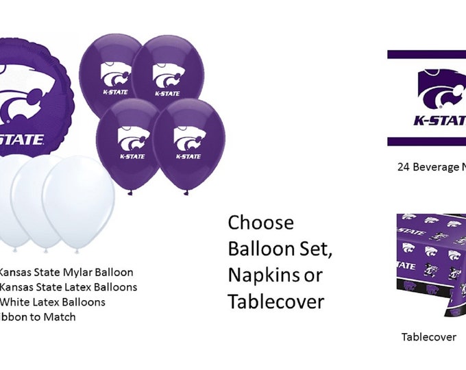Kansas State University Balloons, Wildcats balloons, Kansas Wildcats Balloons, Kansas State Napkins