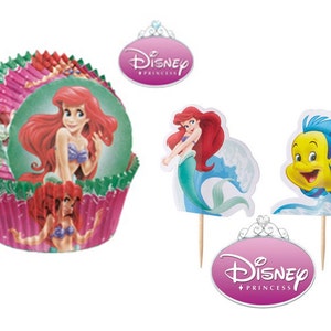 Little Mermaid Baking Cups with Little Mermaid and Flounder Picks