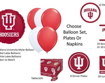University of Indiana balloons, Indiana University Napkins, University of Indiana napkins, Indiana Plates, Indiana Tablecover