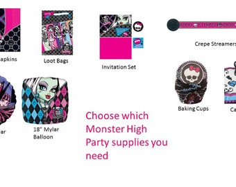 Monster High Napkins, Monster High Invitations, Monster High Baking cups, Monster High Balloons,