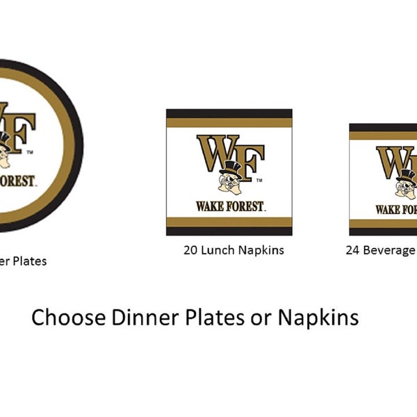 Wake Forest University Napkins, Wake Forest University Demon Deacons Napkins, Wake Forest Plates, Wake Forest Dinner Plates