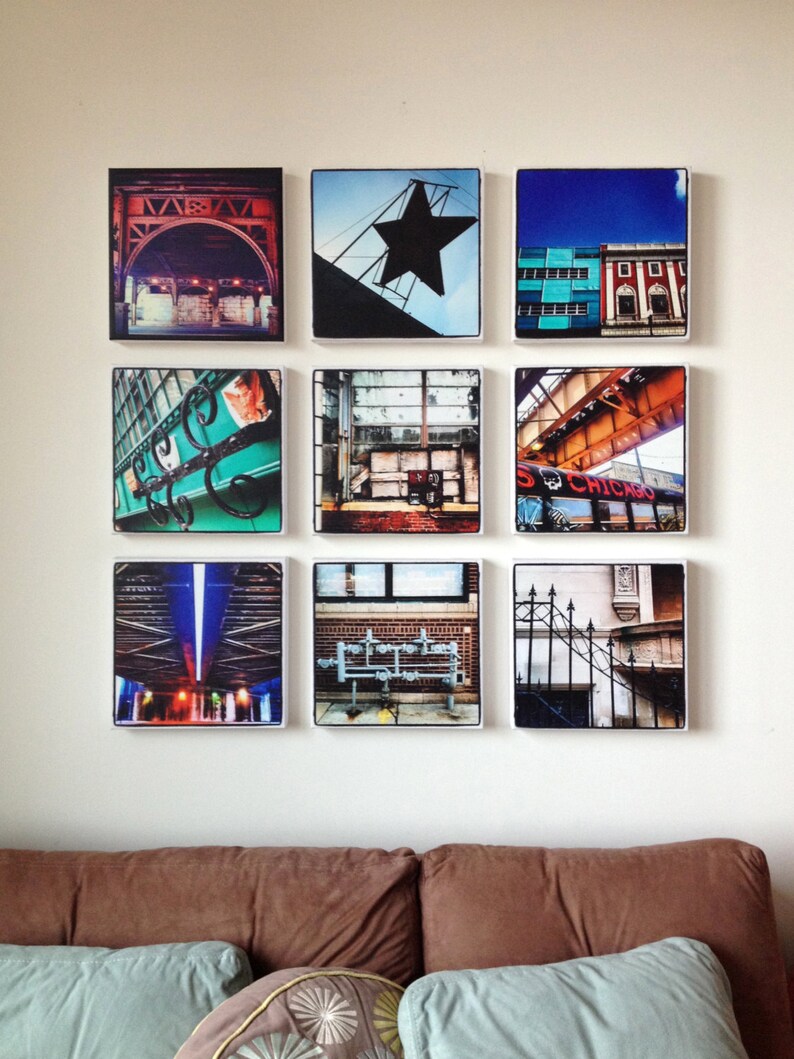 South Loop Wall Collage Grouping of 9 Canvas Wrapped Prints Chicago