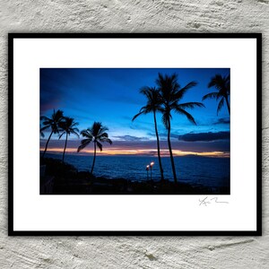 Tiki Torch Sunset - Unframed Photographic Print - Metal or Acrylic Photo Art Hawaii palm tree maui tropical island beach silhouette hawaiian