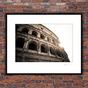 Sunny Colosseum - Rome Italy historic italia artwork photo decor metal print sun flare monochrome minimal landmark cypress europe colosseo