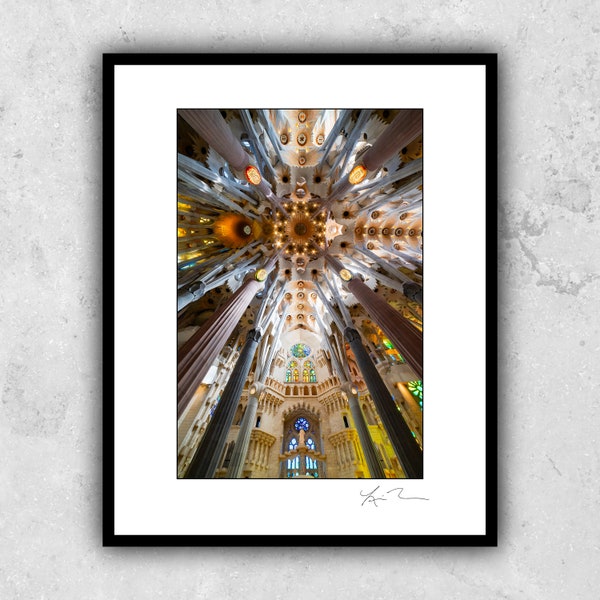 La Sagrada Familia- Barcelona Photographic Metal Print Photo Artwork cathedral Spain church eixample catalan gaudi architecture ceiling art