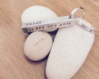 Aluminium Keyring Personalised Bar Hand Stamped Key Chain: Perfect for Father's Day