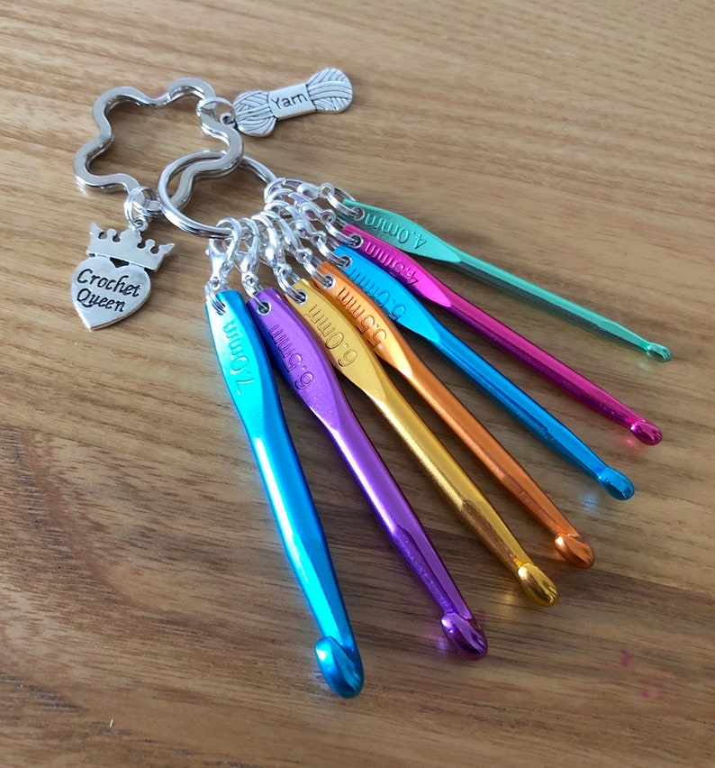 NON PERSONALISED Mini Crochet Hooks Keyring Crochet on the go image 1