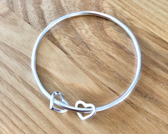 Sterling Silver Double Heart Bangle