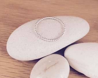 Beaded Sterling Silver Stacking Ring