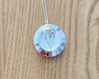 Sterling Silver Angel Wing Memorial  Locket Necklace Personalised Hand Stamped