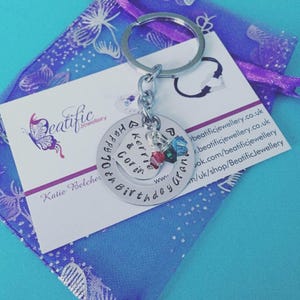 Heart Keyring Round Washer and Heart Personalised Hand Stamped Key Chain