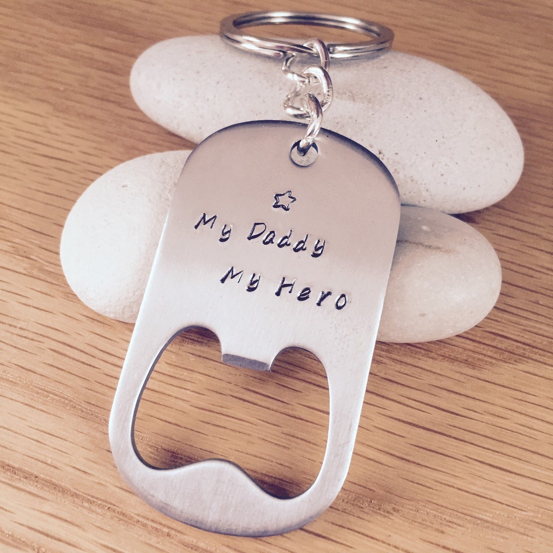Bottle Opener Dog Tag Keyring Hand Stamped Personalised Keychain Perfect for Father's Day Etsy