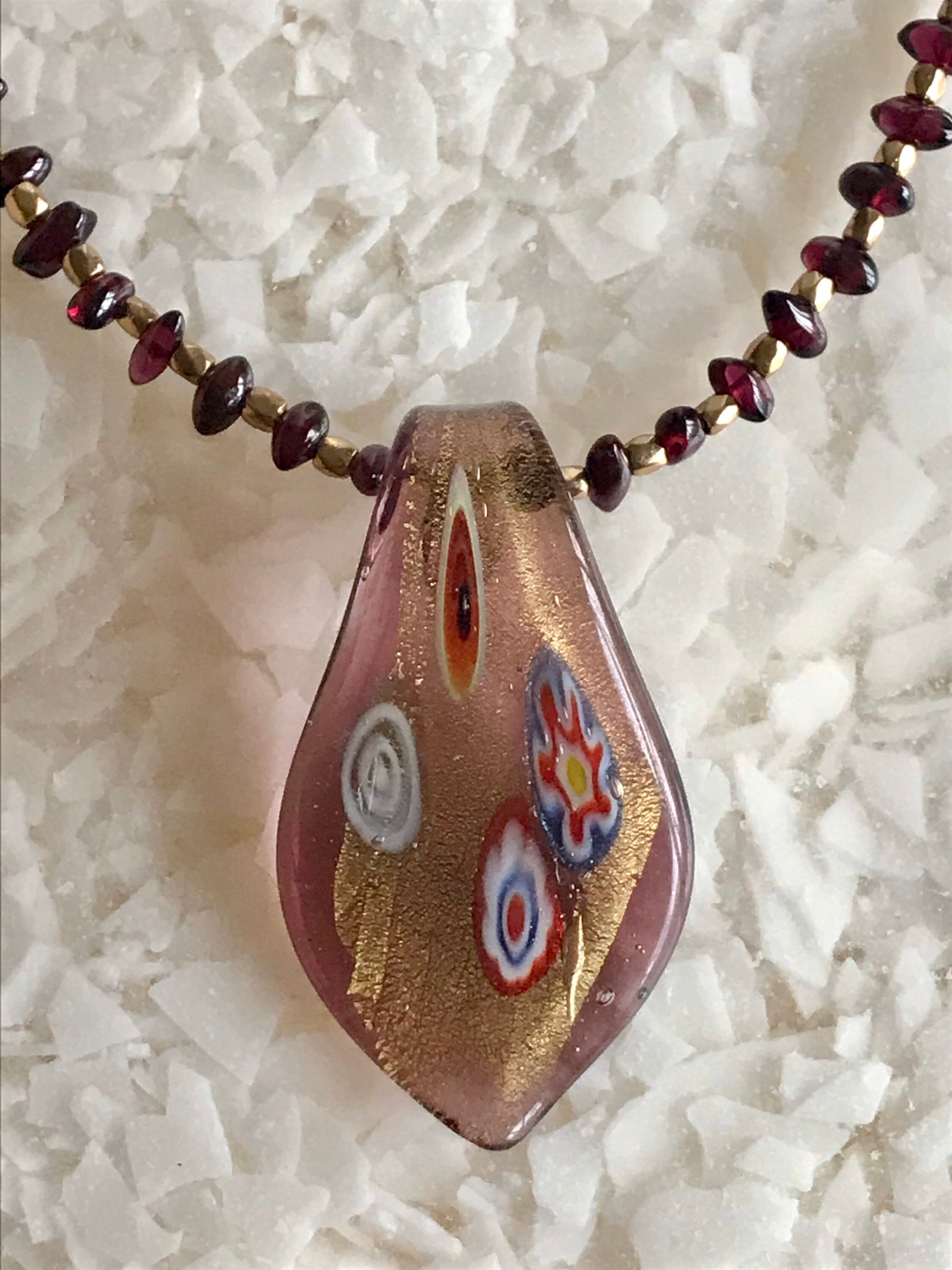 Glass Leaf Necklace Etsy